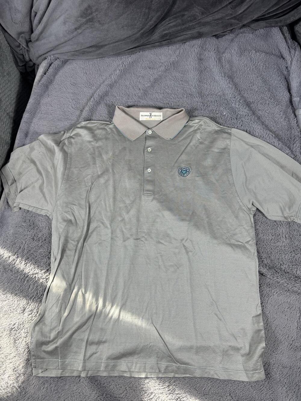 Fairway & Greene Golf Polo Shirt Mens XL Gray Medinah Country Club Logo Top